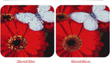 Red Flowers And Butterfly